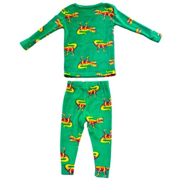 Cat & Jack Kids Long Sleeve Velour Style Dino Print Pajama Set. PJs. 18 Months. - Picture 3 of 6